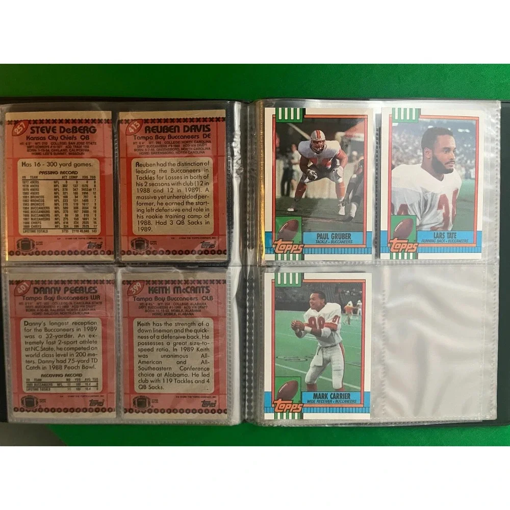 Tampa Bay Buccaneers 1990 Topps‎ Team Set with 40 card collector album.